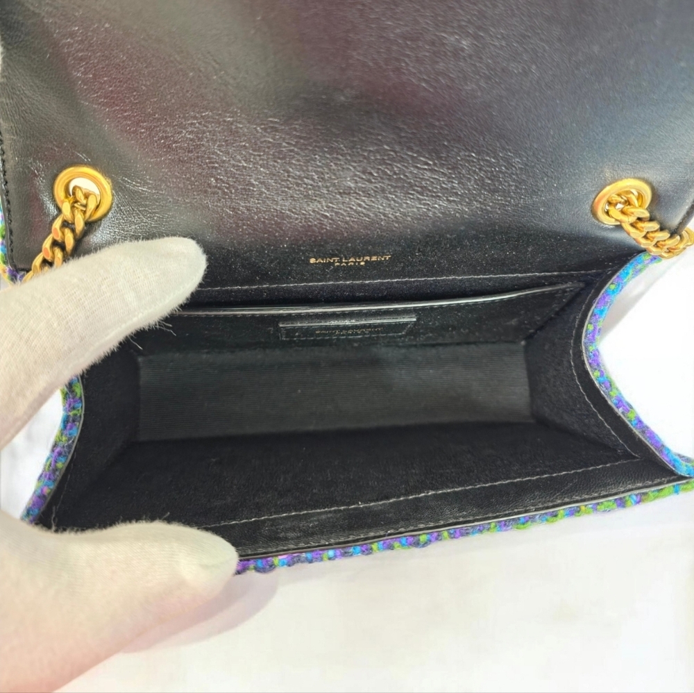 ✨️Authentic Saint Laurent Kate Small Chain Bag in Blue tweed  - Picture 13 of 16